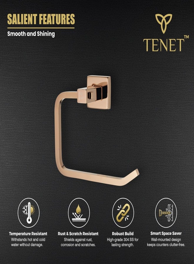 TENET Towel Ring/Hand Towel Holder/Washbasin Napkin Stand/Towel Hanger/Napkin Loop Wall Mounted Bathroom Accessory (Rose Gold, Pack of 1) | 1 Year Warranty - Image 2